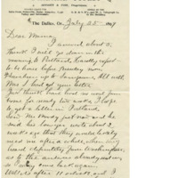 Short letter from Cyrus Walker to his wife while traveling