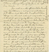 Letter from Cyrus Walker to his wife about her mother's funeral and several injuries at Warm Springs Letter from Cyrus Walker to his wife about her mother's funeral and several injuries at Warm Springs