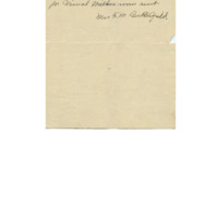Note from Mrs. F. M. Butterfield upon receipt of money for Vernal Walker's room and board