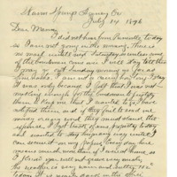 Letter from Cyrus Walker to his wife on his work with the Warm Springs bondsmen and delaying his visit