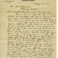 Letter from J. Crawford to H. F. Merrill sending some early memories of Oregon to be read at the Oregon Pioneer Association annual event Letter from J. Crawford to H. F. Merrill sending some early memories of Oregon to be read at the Oregon Pioneer Association annual event